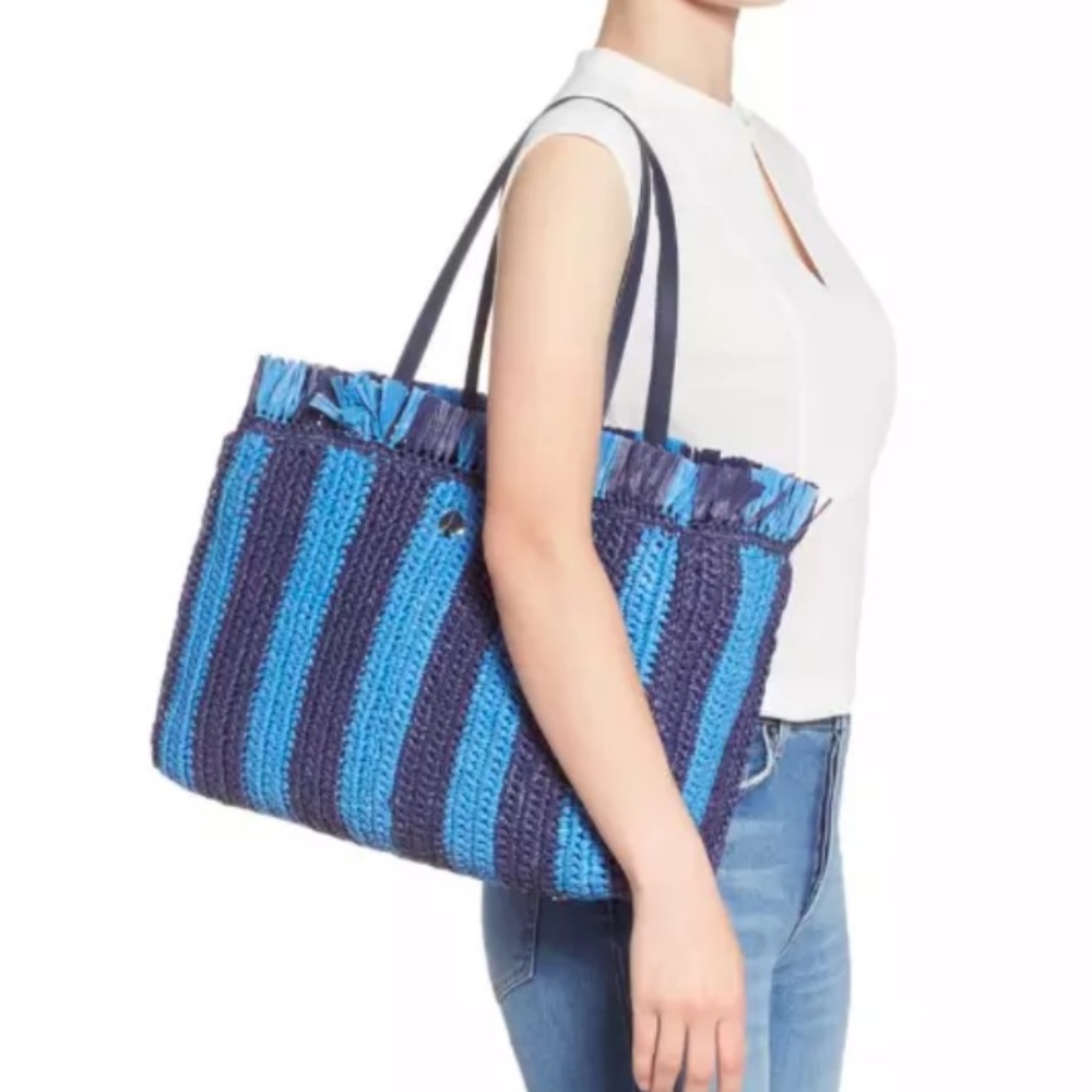 NWT Kate spade stripe straw Sam tote